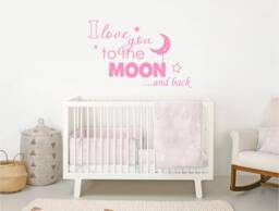 I Love You To The Moon & Back Wall Decal, Nursery Sticker, To Sticker Decor, Baby