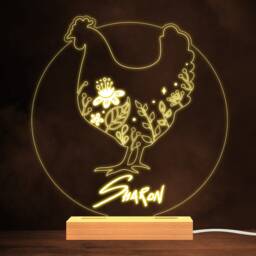 Chicken Decorative Floral Farm Animal Warm Lamp Personalised Gift Night Light - Bedroom