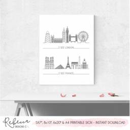 I See London France Sign Would Poop Here Again Printable Poster Bathroom Wall Decor Funny Signs Toilet - thumbnail 3