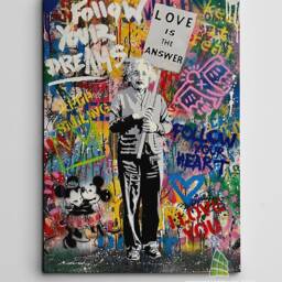 Follow Your Dreams Graffiti Einstein Canvas Art Wall Banksy Style Print Picture Home Decor -C859 - thumbnail 2