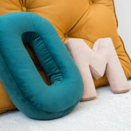 Letter Pillow Room Decor Velvet Fabric Letters Shaped Cream Stuffed Baby Room - thumbnail 2