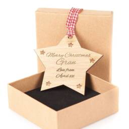 Personalised Engraved Star Hanging Christmas Decoration - Unique Any Message Gift Box in Memory Of Decorations Traditional - thumbnail 2