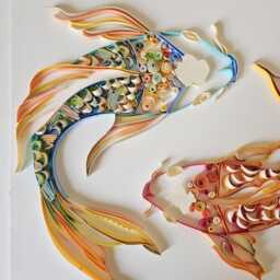 Koi Fish Quilling Art Colorful Paper Wall Hanging, Playful Art, Painting, Modern Composition - thumbnail 2