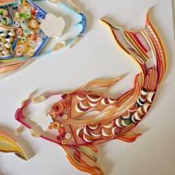 Koi Fish Quilling Art Colorful Paper Wall Hanging, Playful Art, Painting, Modern Composition - thumbnail 3