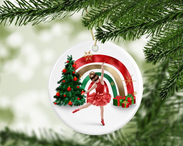 Ballerina Ballet Dancer Personalised Kids Daughter Christmas Tree Bauble Decoration Ornament Keepsake Plaque Custom Gift - image 1