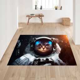 Astronaut Cat Area Rug - Sci-Fi Cosmic Decor Mat