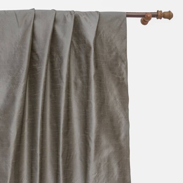 Metallic Warm Silver Art Silk Curtain Panels, Faux Curtains - Rod Pocket, Grommet, Box Pleat, Three Pinch Tab Top, Plain Ring Top - image 1