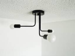 Flush Mount Ceiling Light - Minimalist Triple Arm Living Room Bedroom Lighting Bathroom Dining Kitchen Ul Listed