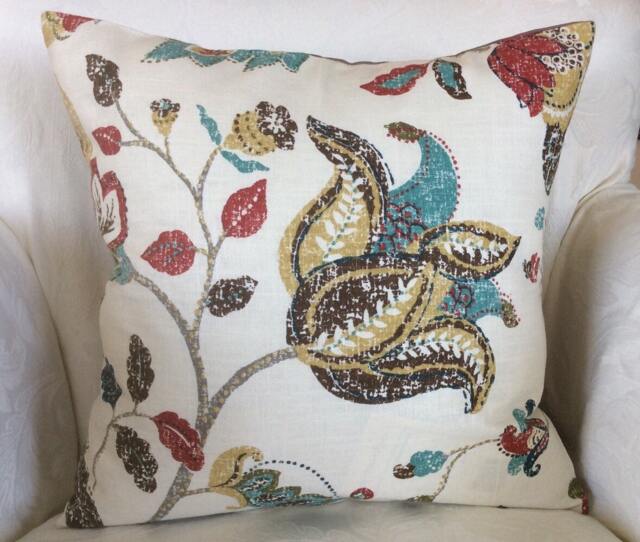 Fall Flower Pillow, Teal Floral Cushion, Brown Thanksgiving Decor, Living Room Accent, Sofa Throw Sham - image 1