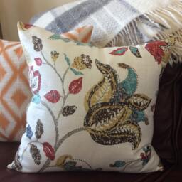 Fall Flower Pillow, Teal Floral Cushion, Brown Thanksgiving Decor, Living Room Accent, Sofa Throw Sham - thumbnail 4