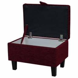 Red Boucle Handmade Storage Ottoman Footstool - Upholstered Pouffe Toy Box British Bespoke Made - thumbnail 3