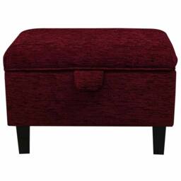 Red Boucle Handmade Storage Ottoman Footstool - Upholstered Pouffe Toy Box British Bespoke Made - thumbnail 2