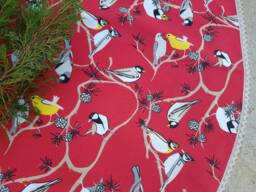 Nordic Christmas Tree Skirt With Bird Decor Danish Swedish Ornament Scandinavian God Jul - thumbnail 1
