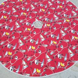 Nordic Christmas Tree Skirt With Bird Decor Danish Swedish Ornament Scandinavian God Jul - thumbnail 2