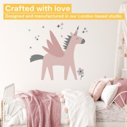 Large Pink Unicorn Wall Sticker - Decal Kids Room Decor PVC Free, Removeable Peel & Stick Fabric Decals - thumbnail 2