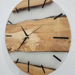 Live Edge Olive Wood Wall Clock Matte Resin, Made To Order - thumbnail 3