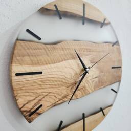 Live Edge Olive Wood Wall Clock Matte Resin, Made To Order - thumbnail 2