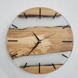 Live Edge Olive Wood Wall Clock Matte Resin, Made To Order - thumbnail 4