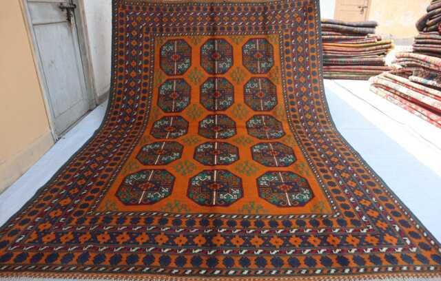 6'8x9'10 Brand New Yellowish Akhcha Handmade Rug, Afghan High Pile Rug Turkmen Bokhara Rug, Livingroom Tribal Bedroom Office Rug - image 1