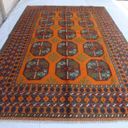 6'8x9'10 Brand New Yellowish Akhcha Handmade Rug, Afghan High Pile Rug Turkmen Bokhara Rug, Livingroom Tribal Bedroom Office Rug - thumbnail 2