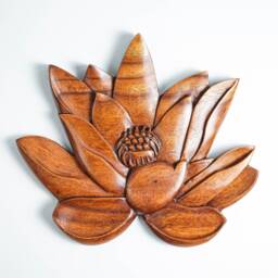 Lotus Flower Decor, Wooden Flower, Handmade, Wood Wall Art, Carving, Hanging Interior Gift For Mother - thumbnail 3