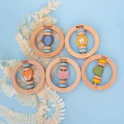 Personalized Wooden Rattle, Trixie, Baby Toy, Gifts, Birth Gift, Lion Rattle - thumbnail 2