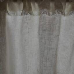 Rustic Linen Curtains, Kitchen Privacy Curtain, Milky & Pure White Cafe Curtain With Fringes in Shabby Chic Style, Custom Size - thumbnail 3
