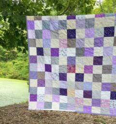 Cotton Patchwork Quilt Purple, Gray & Cream Picnic Blanket - 81x81