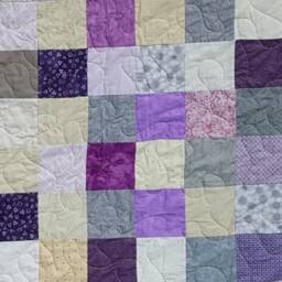 Cotton Patchwork Quilt Purple, Gray & Cream Picnic Blanket - 81x81 - thumbnail 4