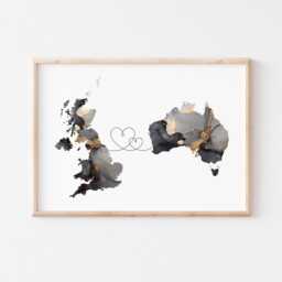 United Kingdom & Australia Map Black & Gold Travel Wall Art Print - UK Moving Home Gift - thumbnail 3