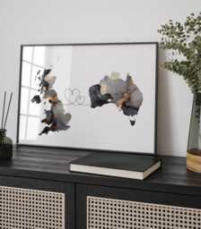 United Kingdom & Australia Map Black & Gold Travel Wall Art Print - UK Moving Home Gift - thumbnail 1