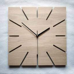 Square Wall Oak Clock, Large Wood 36cm 14 - thumbnail 2
