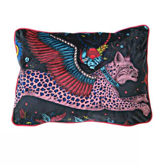 Clarke & Clarke, Navy Blue, Purple Pink Velvet Oblong Cushion Cover, Lumbar Throw Pillow Home Decor 10 X 22 Inches - image 1