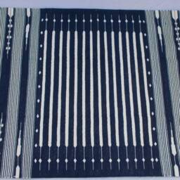 6' X 9' Dark Navy Blue Stripes Cotton Rug Dhurrie - Big Size - thumbnail 3