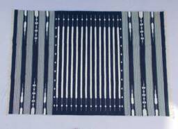6' X 9' Dark Navy Blue Stripes Cotton Rug Dhurrie - Big Size - thumbnail 1