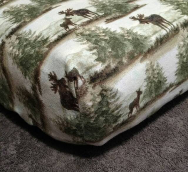 Moose Baby Flannel Crib Sheet Woodland Cabin Bedding - image 1
