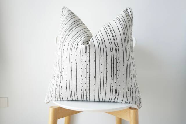 White Cream Black Striped Pillow Cover - image 1