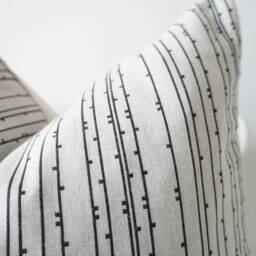 White Cream Black Striped Pillow Cover - thumbnail 2