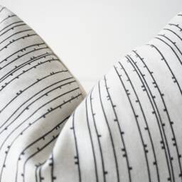 White Cream Black Striped Pillow Cover - thumbnail 3