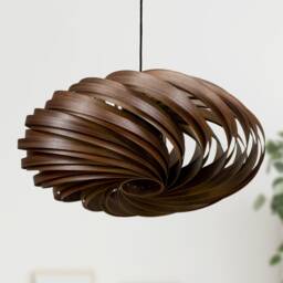 Veneria 100% Wood Lamp Made Of Walnut Tree, Pendant Handmade in Germany - thumbnail 2
