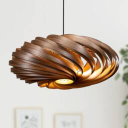 Veneria 100% Wood Lamp Made Of Walnut Tree, Pendant Handmade in Germany - thumbnail 3