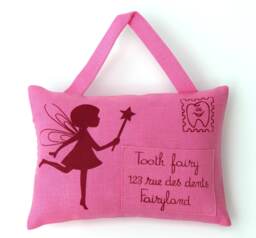 Handmade European Linen Tooth Fairy Pillow Pink Girly Gift - thumbnail 1