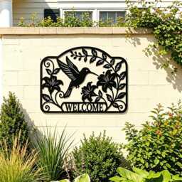 Custom Metal Sign For Wall, Personalised Welcome Garden Decor, Family Name Outdoor Ornament, Hummingbird Flower Name Sign, Anniversary Gift - thumbnail 3