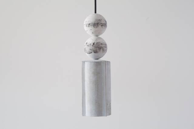 Handmade Concrete Cylinder Pendant Light With Epoxy Spheres - image 1