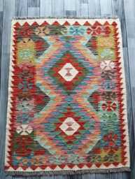 Kilim Rug Multicolour, Handmade Artisan Afghan Turkish Scandinavian Navajo Bohemian Flatweave Natural Wool 116x88 cm - thumbnail 1