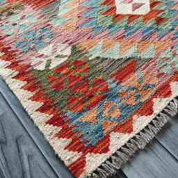 Kilim Rug Multicolour, Handmade Artisan Afghan Turkish Scandinavian Navajo Bohemian Flatweave Natural Wool 116x88 cm - thumbnail 3