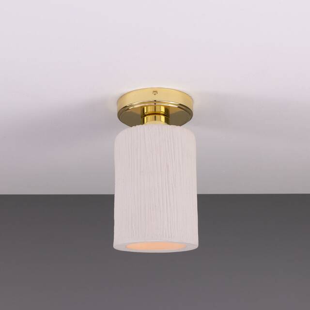 Senna Organic Ceramic Ceiling Light Matte White Striped 9 - image 1
