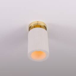 Senna Organic Ceramic Ceiling Light Matte White Striped 9 - thumbnail 3
