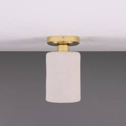 Senna Organic Ceramic Ceiling Light Matte White Striped 9 - thumbnail 2