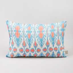 Linen Pillow Cover - Pillowcase Ikat Covers Blue Coral - thumbnail 4